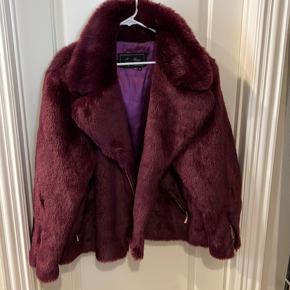 Terry Lewis faux fur, Wine colored jacket.